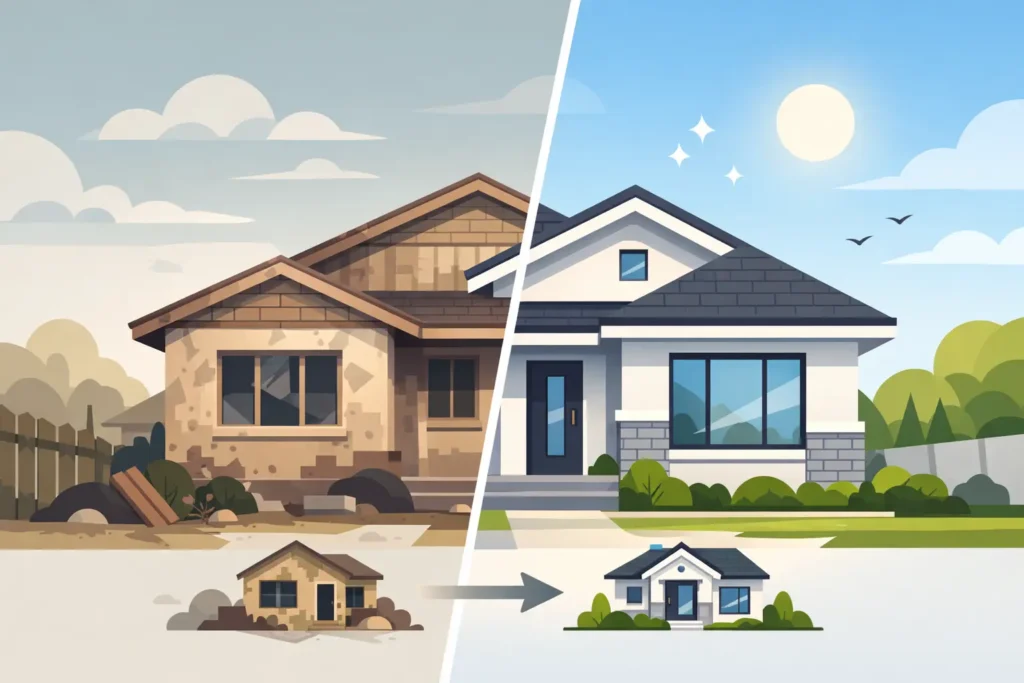 House Rendering Before and After Results