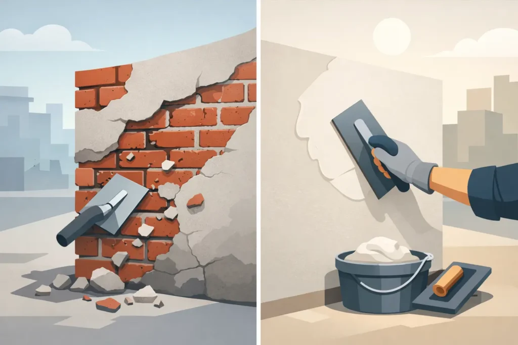 Can Render Cover Damaged Bricks Properly?