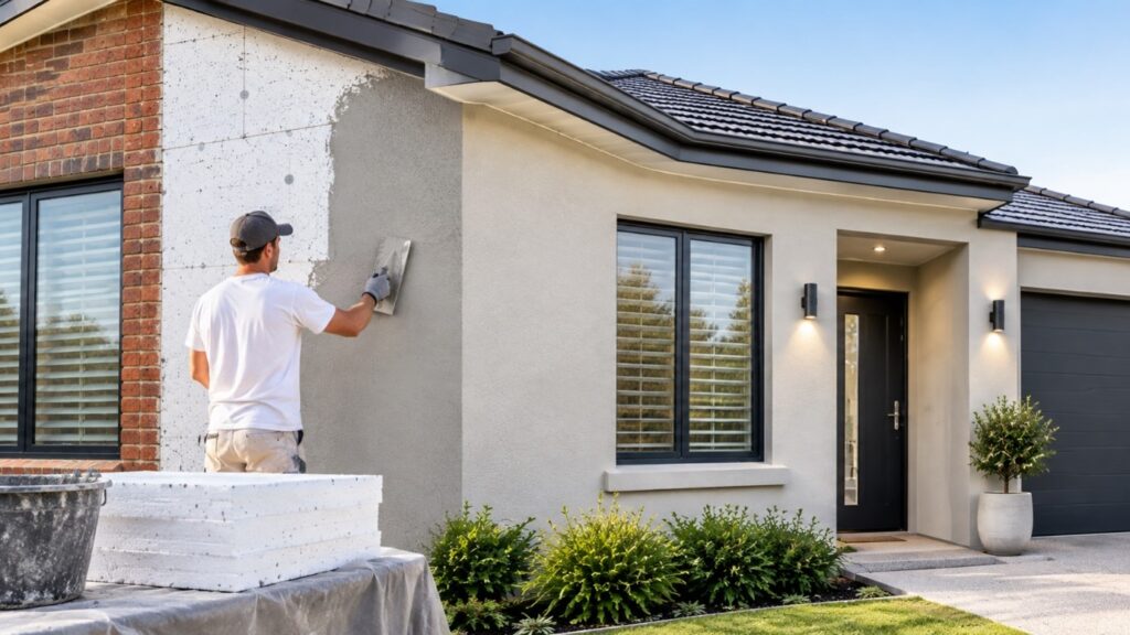Polystyrene rendering facade upgrade Australia