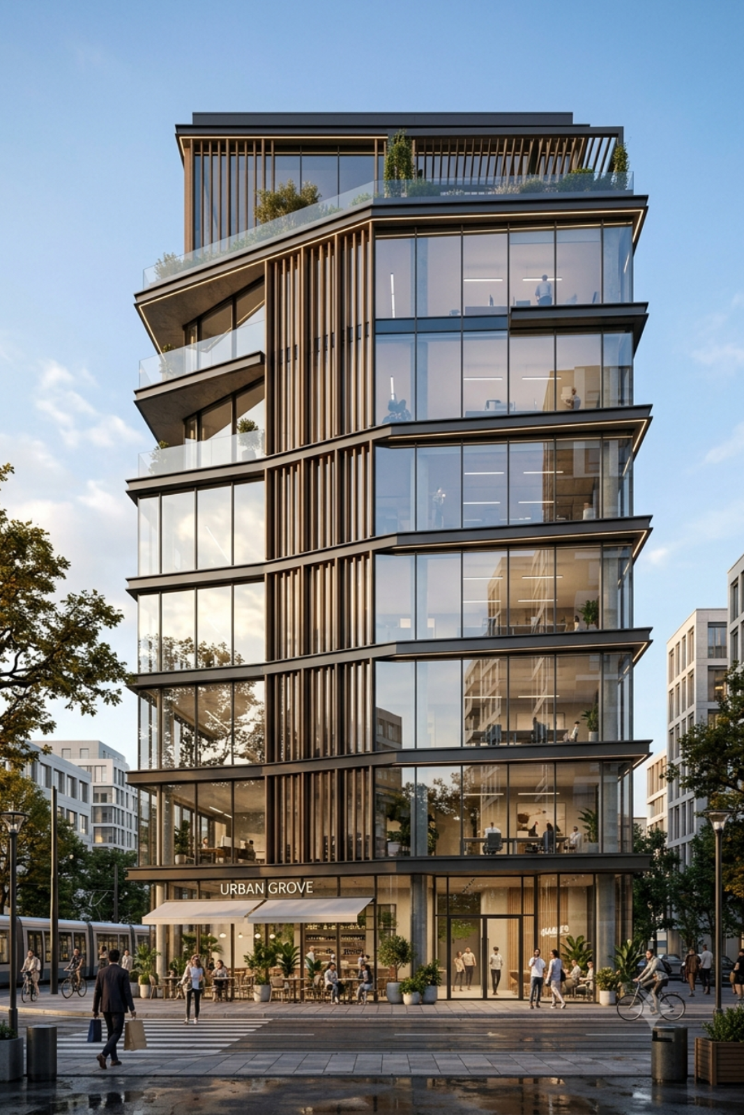 Commercial building exterior rendering