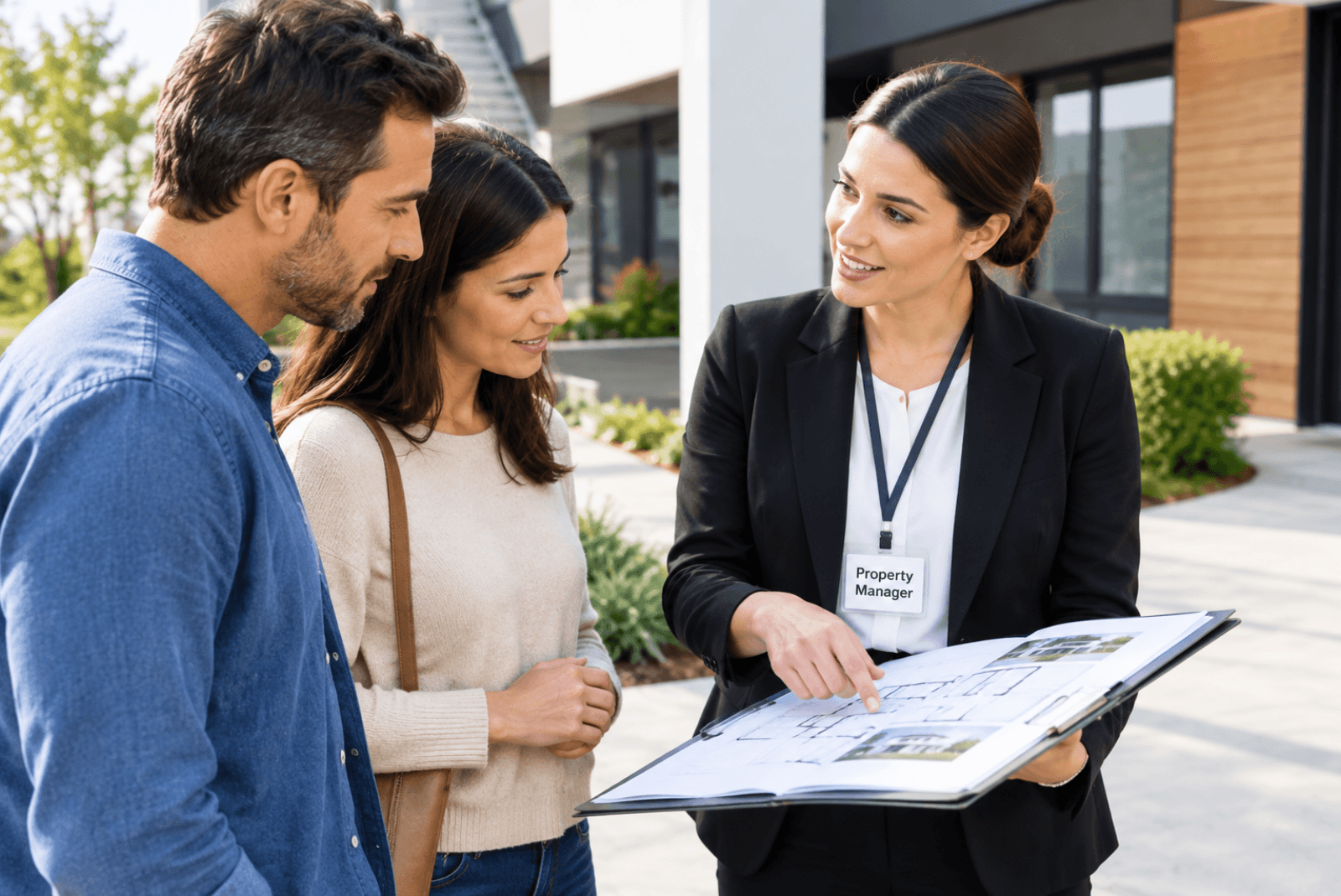 Property manager explaining a project