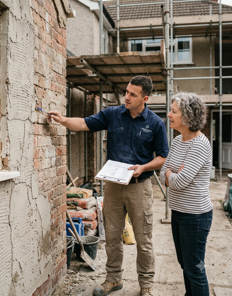 Rendering quote identifying wall condition and moisture issues
